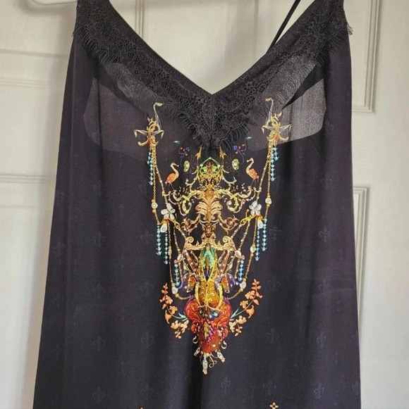 ❤️HOST PICK❤️ Camilla Midi Lace Slip Dress Rebelle Black 100% Silk size S - Picture 10 of 16